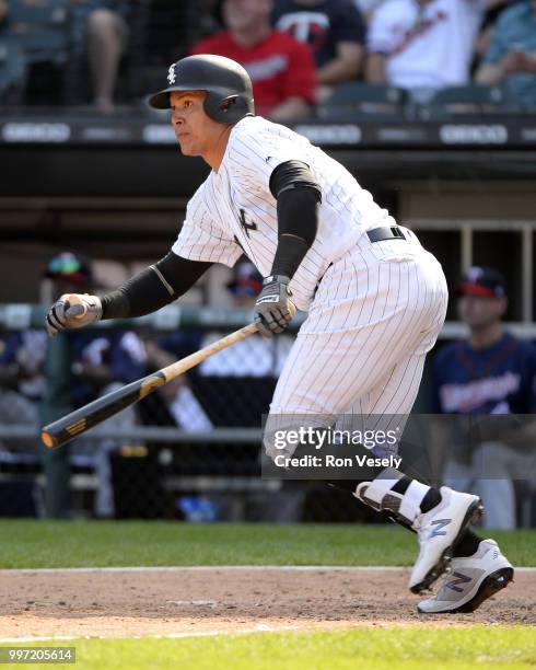 Avisail Garcia of the Chicago White Sox bats against the Minnesota Twins on June 28, 2018 at Guaranteed Rate Field in Chicago, Illinois.