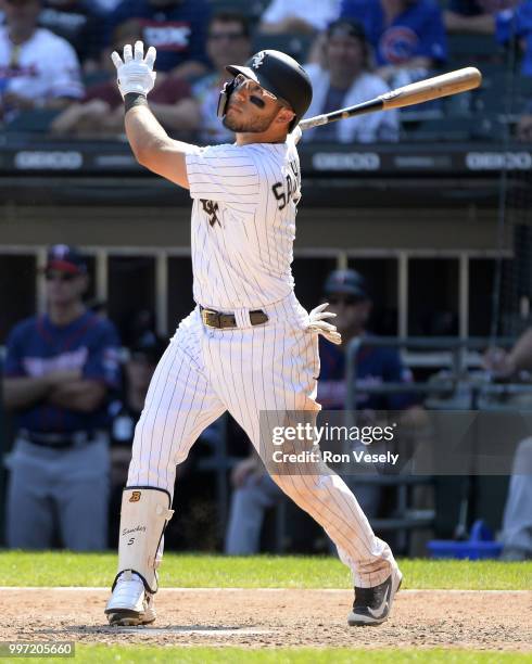 Yolmer Sanchez of the Chicago White Sox bats against the Minnesota Twins on June 28, 2018 at Guaranteed Rate Field in Chicago, Illinois.