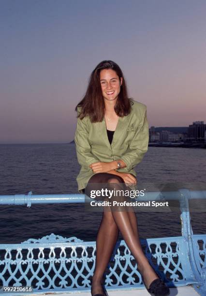 Stephanie Rehe of the USA poses on the pier during the Pilkington Glass Tennis Championships in Eastbourne, England circa June, 1991.