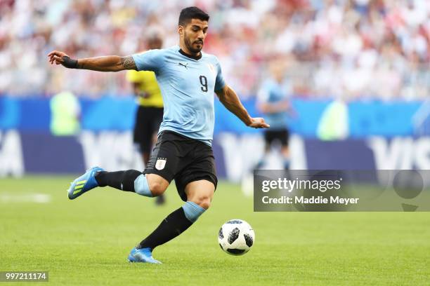 June 25: Luis Suarez of Uruguay in action during the 2018 FIFA World Cup Russia group A match between Uruguay and Russia at Samara Arena on June 25,...