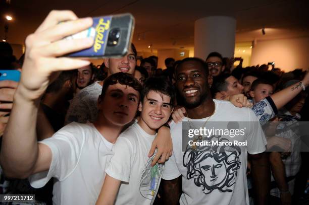 Quissanga Bastos of SS Lazio attend the SS Lazio unveil new shirt for 2018-19 Season on July 12, 2018 in Rome, Italy.