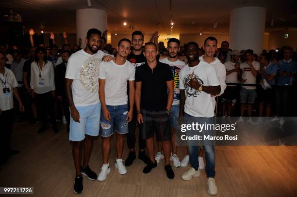 Fortuna Wallace, Luiz Felipe Ramos, Thomas Strakosha, Lucas Leiva, Luis Alberto, Quissanga Bastos and Silvio Proto of SS Lazio attend the SS Lazio...