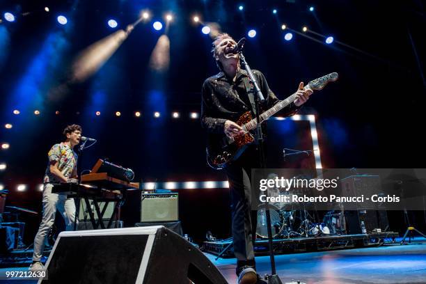 Alex Kapranos of Franz Ferdinand performs on stage on July 10, 2018 in Rome, Italy.