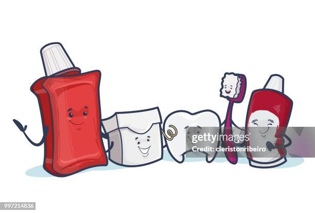 stockillustraties, clipart, cartoons en iconen met de mondhygiëne-groep - dentista vector