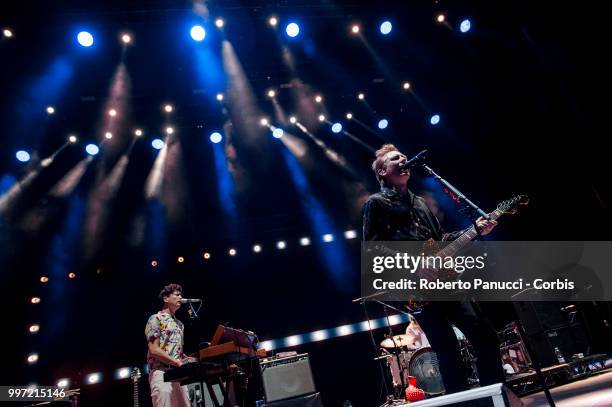 Alex Kapranos of Franz Ferdinand performs on stage on July 10, 2018 in Rome, Italy.