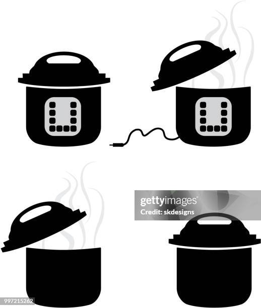 elektrische schnellkochtöpfe - set von vier - pressure cooker stock-grafiken, -clipart, -cartoons und -symbole