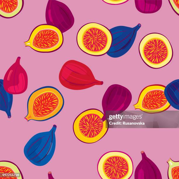 fig seamless pattern - figs stock illustrations