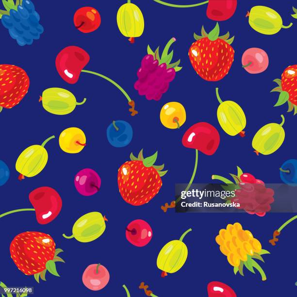 berries seamless pattern - blackberry pattern stock illustrations