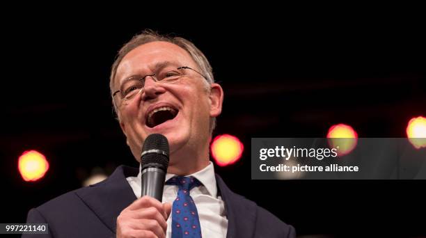 Prime Minister of the German state Lower Saxony Stephan Weil speaks at an campaign event in Hanover, Germany, 13 October 2017. The election for a new...