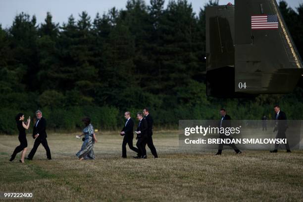 Deputy Chief of Staff for Communications Bill Shine , Senior Advisor to the President Stephen Miller and others walk from an Osprey to attend a...