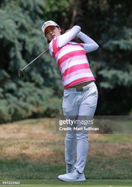 In Gee Chun of South Korea watches her tee shot on the ninth hole during the first round of the Marathon Classic Presented By Owens Corning And O-I...