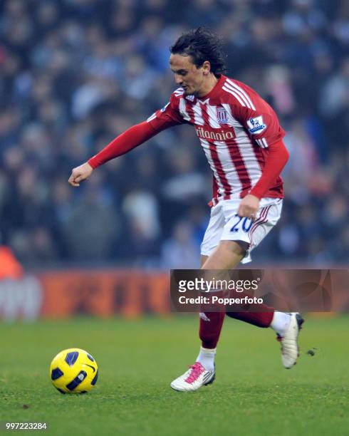 Tuncay Sanli of Stoke City in action during the Barclays Premier League match between West Bromwich Albion and Stoke City at The Hawthorns on...