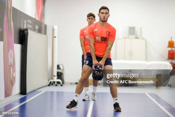 Lewis Cook of Bournemouth during gym session at the clubs pre-season training camp at La Manga, Spain on July 12, 2018 in La Manga, Spain.