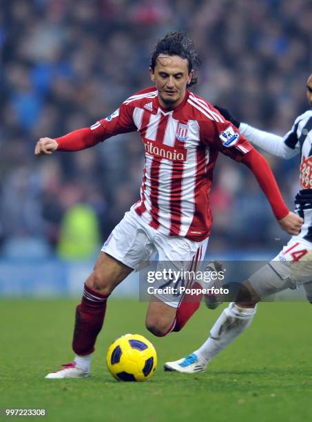 Tuncay Sanli of Stoke City in action during the Barclays Premier League match between West Bromwich Albion and Stoke City at The Hawthorns on...