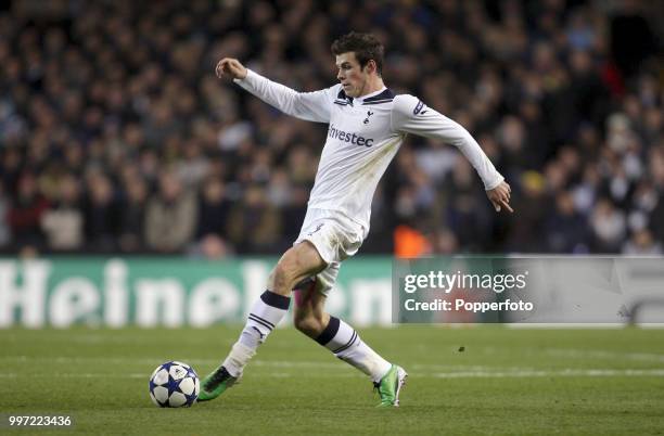 Gareth Bale of Tottenham Hotspur in action during the UEFA Champions League Group A match between Tottenham Hotspur and Werder Bremen at White Hart...