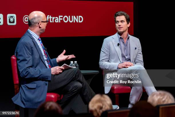 Matt Bomer with moderator Richard Ridge on stage during SAG-AFTRA Foundation's Conversations on Broadway with Matt Bomer at The Robin Williams Center...