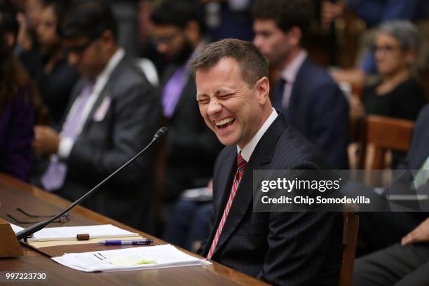 Deputy Assistant FBI Director Peter Strzok attempts to recall information about his polygraph tests while testifying before a joint committee hearing...