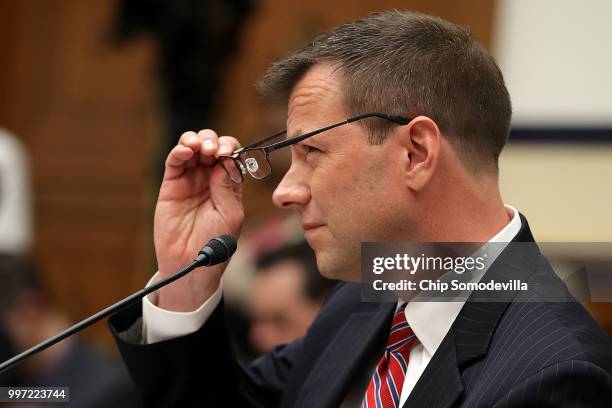 Deputy Assistant FBI Director Peter Strzok testifies before a joint committee hearing of the House Judiciary and Oversight and Government Reform...