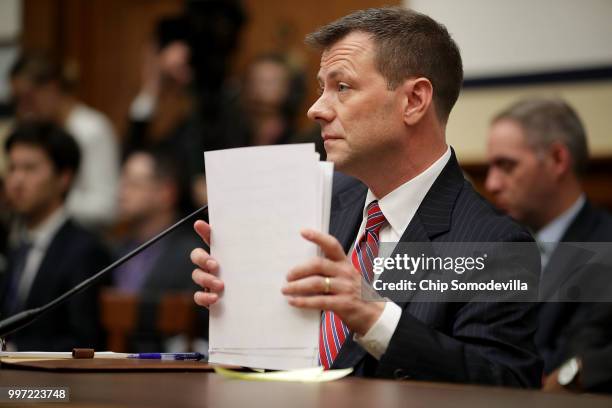 Deputy Assistant FBI Director Peter Strzok testifies before a joint committee hearing of the House Judiciary and Oversight and Government Reform...