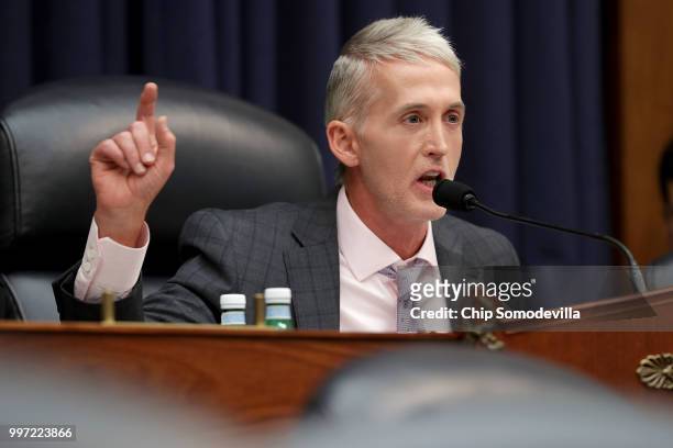 House Oversight and Government Reform Committee Chairman Trey Gowdy questions Deputy Assistant FBI Director Peter Strzok during ajoint hearing of his...