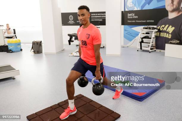 Junior Stanislas of Bournemouth during gym session at the clubs pre-season training camp at La Manga, Spain on July 12, 2018 in La Manga, Spain.