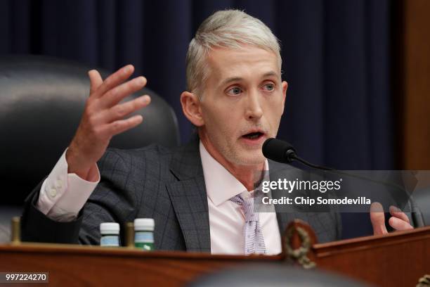 House Oversight and Government Reform Committee Chairman Trey Gowdy questions Deputy Assistant FBI Director Peter Strzok during ajoint hearing of his...