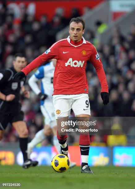 Dimitar Berbatov of Manchester United in action during the Barclays Premier League match between Manchester United and Blackburn Rovers at Old...