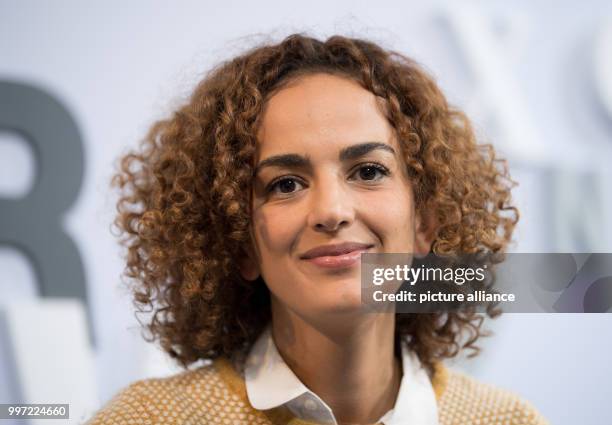 French author Leila Slimani looking into the camera at the end of her talk on the ZDF'S blue couch at the Frankfurt Book Fair in Frankfurt am Main,...