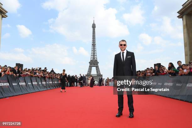 Actor Simon Pegg attends the Global Premiere of 'Mission: Impossible - Fallout' at Palais de Chaillot on July 12, 2018 in Paris, France.