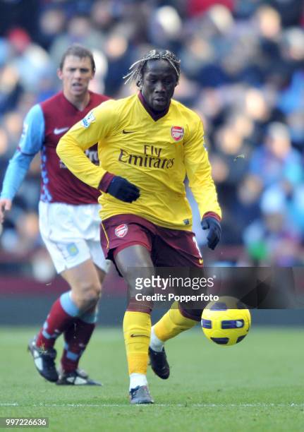 Bacary Sagna of Arsenal in action during the Barclays Premier League match between Aston Villa and Arsenal at Villa Park on November 27, 2010 in...