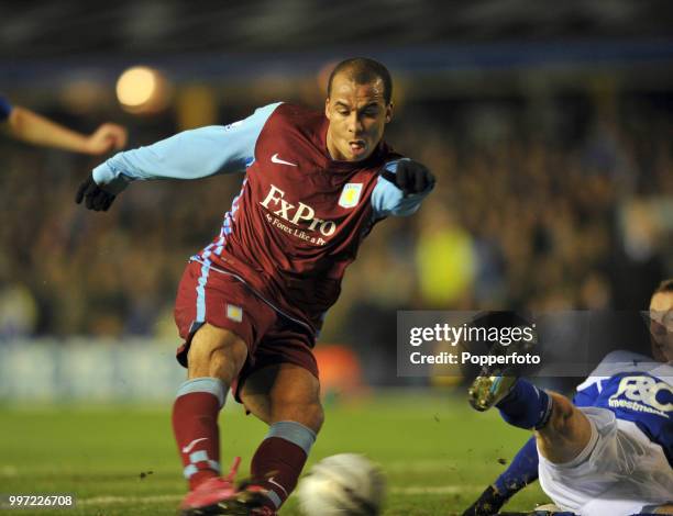 Gabriel Agbonlahor of Aston Villa in action during the Carling Cup Quarter Final between Birmingham City and Aston Villa at St Andrews on December 1,...