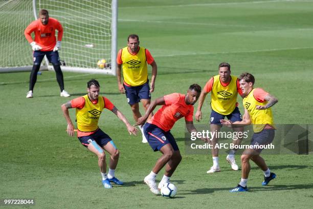 Adam Smith, Lys Mousset, Dan Gosling and Connor Mahoney of Bournemouth during training session at the clubs pre-season training camp at La Manga,...