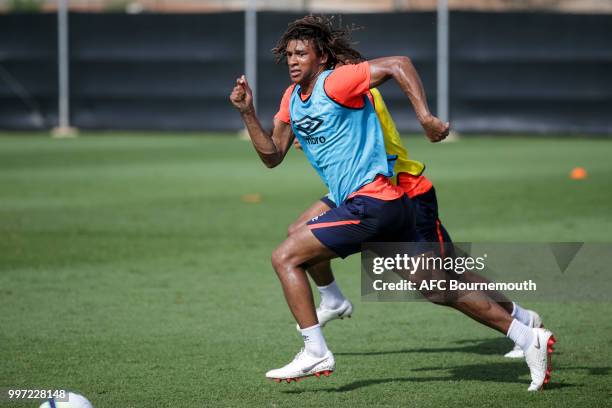 Nathan Ake of Bournemouth during training session at the clubs pre-season training camp at La Manga, Spain on July 12, 2018 in La Manga, Spain.