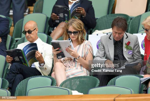 Stanley Tucci, Felicity Blunt and Sir Cliff Richard attend day ten of the Wimbledon Tennis Championships at the All England Lawn Tennis and Croquet...