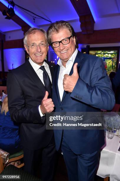 Robert Salzl and Michael Hartl during the dinner Royal at the Gruenwalder Einkehr on July 12, 2018 in Munich, Germany.