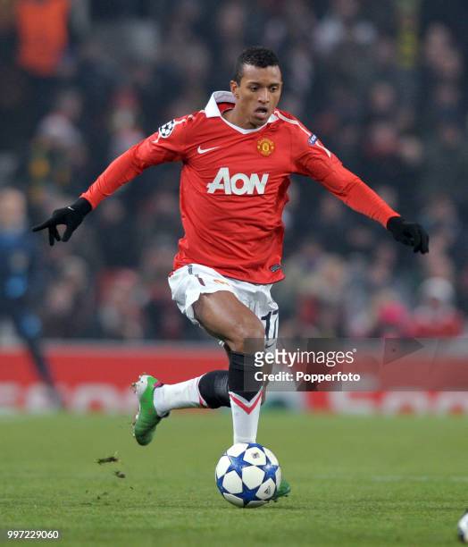 Nani of Manchester United in action during the UEFA Champions League Group C match between Manchester United and Valencia at Old Trafford on December...