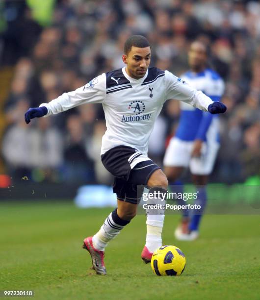 Aaron Lennon of Tottenham Hotspur in action during the Barclays Premier League match between Birmingham City and Tottenham Hotspur at St Andrews on...
