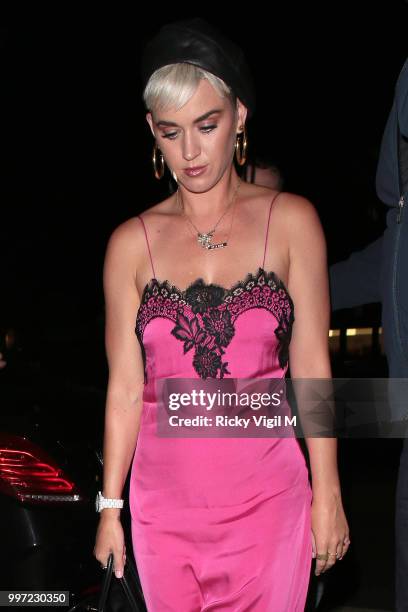 Katy Perry seen at Annabel's club on July 12, 2018 in London, England.