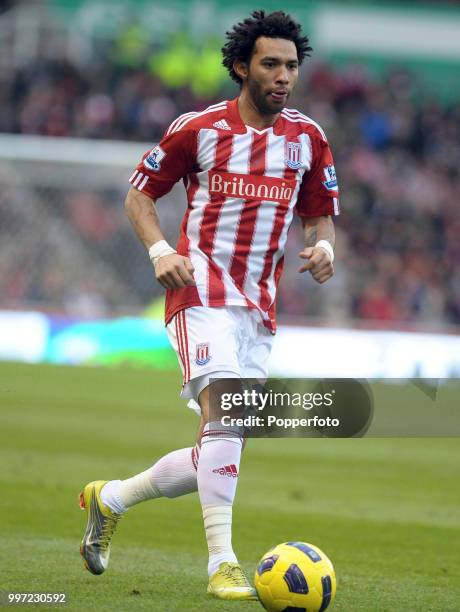 Jermaine Pennant of Stoke City in action during the Barclays Premier League match between Stoke City and Blackpool at the Britannia Stadium on...