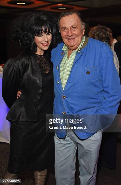 Meow Meow and Barry Humphries attend the press night performance of "Barry Humphries' Weimar Cabaret" at The Barbican Centre on July 12, 2018 in...