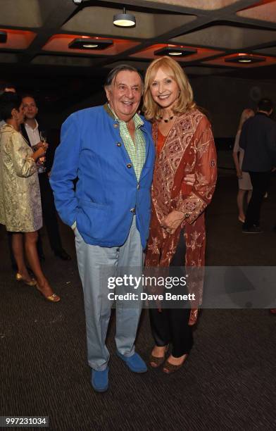 Barry Humphries and Lizzie Spender attend the press night performance of "Barry Humphries' Weimar Cabaret" at The Barbican Centre on July 12, 2018 in...