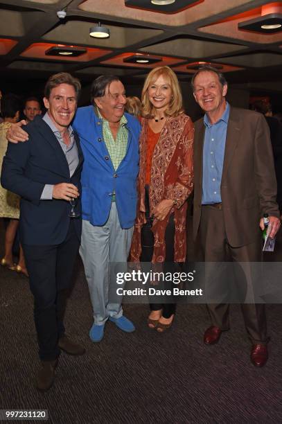 Rob Brydon, Barry Humphries, Lizzie Spender and Kevin Whately attend the press night performance of "Barry Humphries' Weimar Cabaret" at The Barbican...