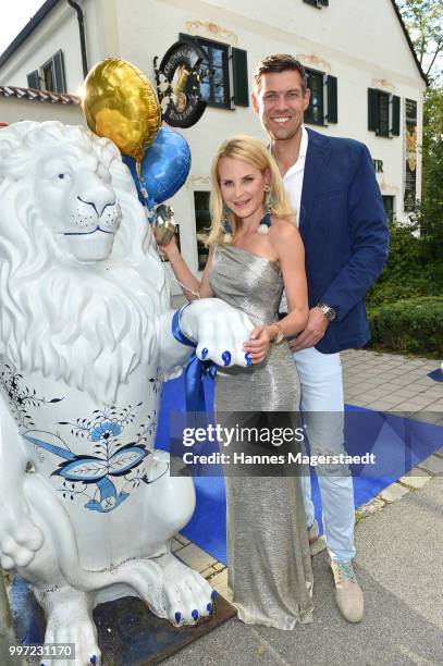 Sonja Kiefer and Cedric Schwarz during the dinner Royal at the Gruenwalder Einkehr on July 12, 2018 in Munich, Germany.