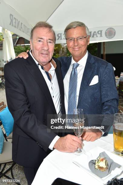 Frank Fleschenberg and Wolfgang Bosbach during the dinner Royal at the Gruenwalder Einkehr on July 12, 2018 in Munich, Germany.