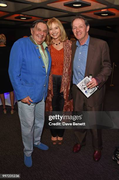 Barry Humphries, Lizzie Spender and Kevin Whately attend the press night performance of "Barry Humphries' Weimar Cabaret" at The Barbican Centre on...