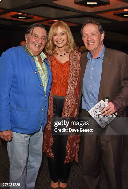 Barry Humphries, Lizzie Spender and Kevin Whately attend the press night performance of "Barry Humphries' Weimar Cabaret" at The Barbican Centre on...