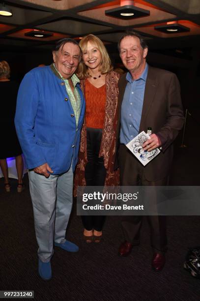 Barry Humphries, Lizzie Spender and Kevin Whately attend the press night performance of "Barry Humphries' Weimar Cabaret" at The Barbican Centre on...