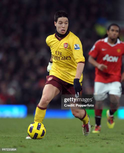 Samir Nasri of Arsenal in action during the Barclays Premier League match between Manchester United and Arsenal at Old Trafford on December 13, 2010...