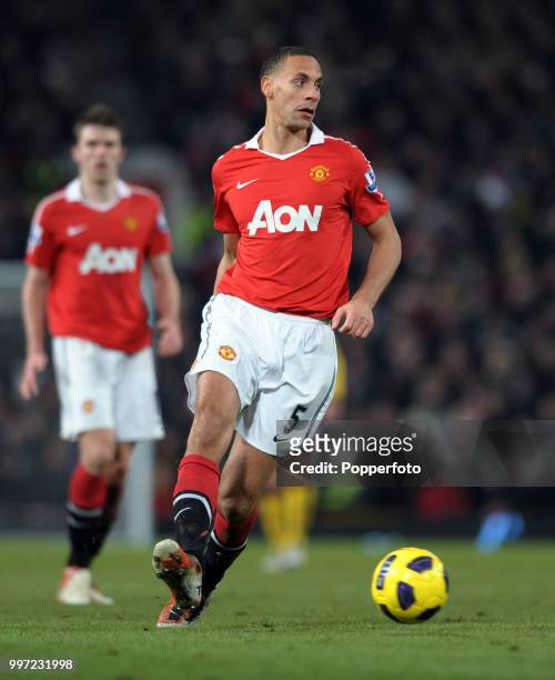 Rio Ferdinand of Manchester United in action during the Barclays Premier League match between Manchester United and Arsenal at Old Trafford on...