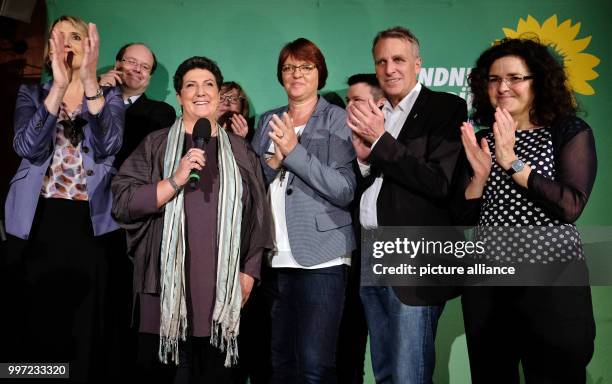 Federal co-chair of Buendnis 90/Die Gruenen, Simone Maria Peter , Lower Saxony Agriculture Minister Christian Meyer, prime candidate Anja Piel, state...